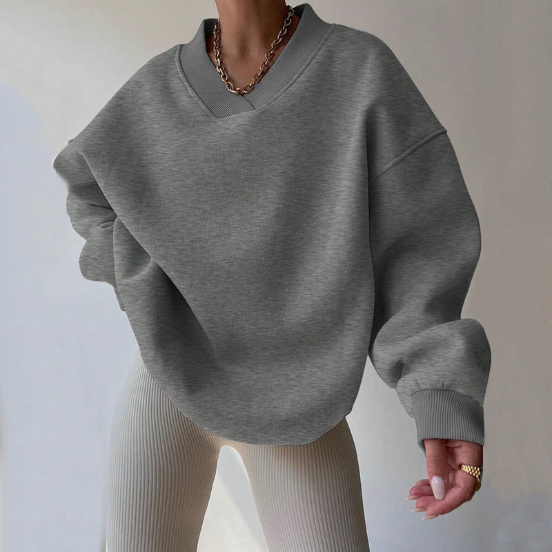 Damen oversized V-Ausschnitt Sweatshirt WW