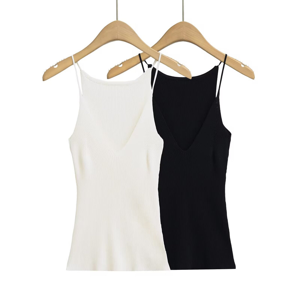 Damen Tops mit feiner Rippstruktur und V-Ausschnitt WW
