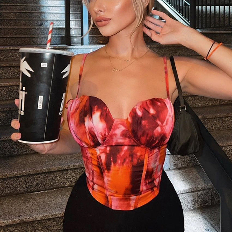 Damen Stilvolles Bustier mit raffiniertem Druck und figurbetonter Silhouette WW