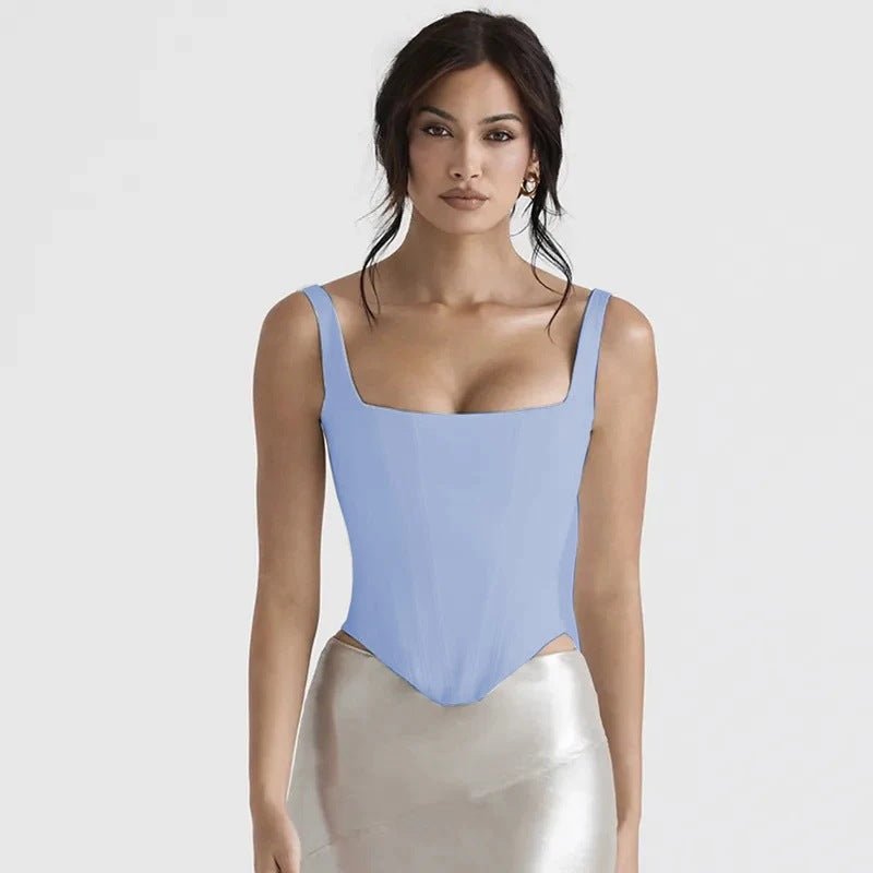 Longline-Korsett aus rosa Satin mit langen Ärmeln