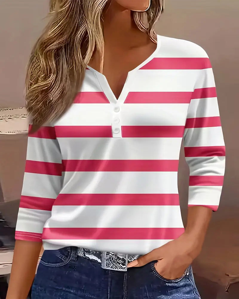 Damen Langarmshirt mit maritimem Streifenmuster WW