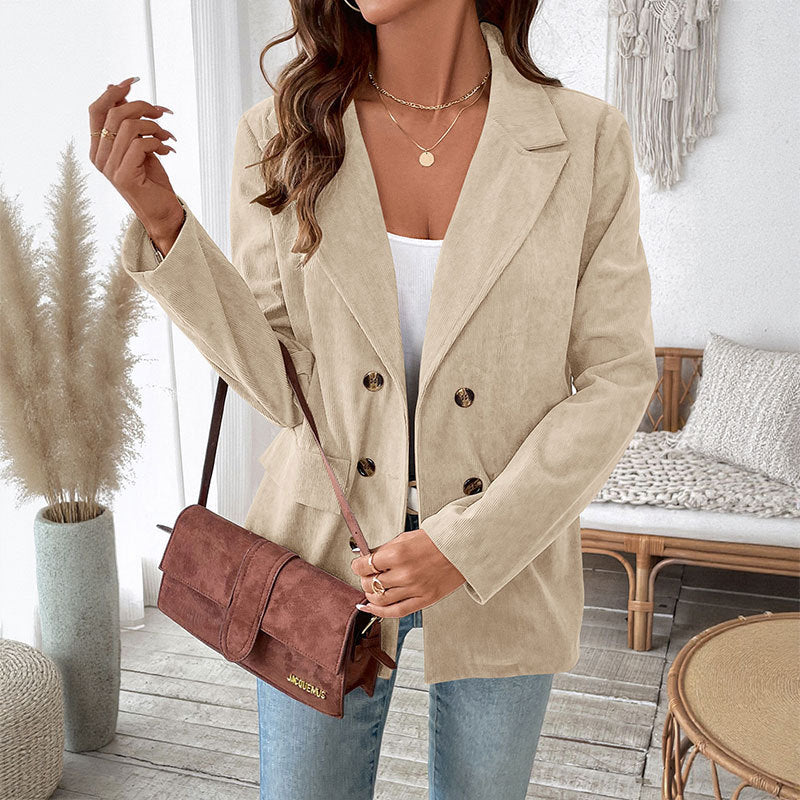 Damen samtiger Blazer mit doppelter Knopfleiste und elegantem Schnitt WW