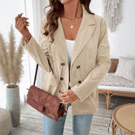 Damen samtiger Blazer mit doppelter Knopfleiste und elegantem Schnitt WW