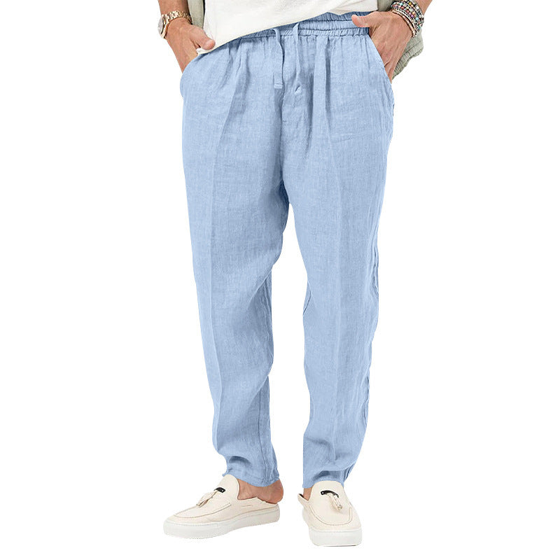 Herren Leichte Leinenhose mit elastischem Bund und praktischen Eingrifftaschen W&W Mode