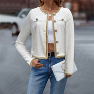 Damen elegante Jacke mit strukturiertem Stoff und modischen Knopfdetails W&W