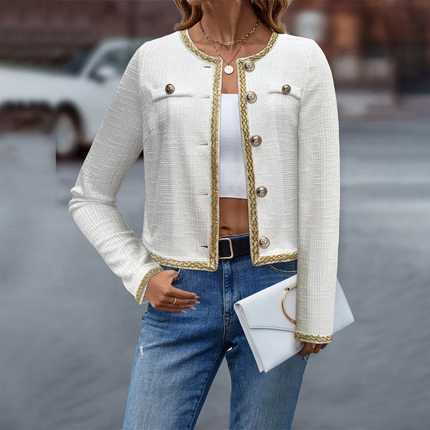 Damen elegante Kurzjacke mit klassischen Knopfdetails W&W