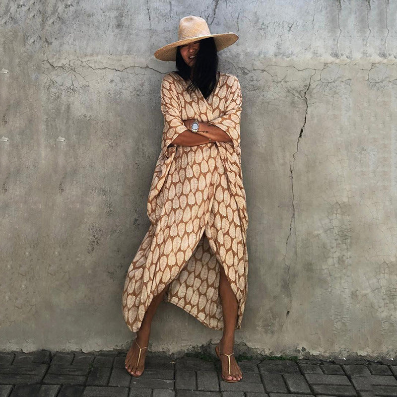 Damen Relaxed Fit Bindeband Strandkleid WW