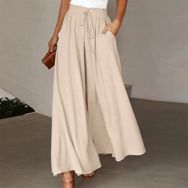 WW | Leichte Damen Leinenhose Mit Weitem Bein Für Frühling Und Sommer