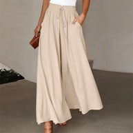 WW | Leichte Damen Leinenhose Mit Weitem Bein Für Frühling Und Sommer