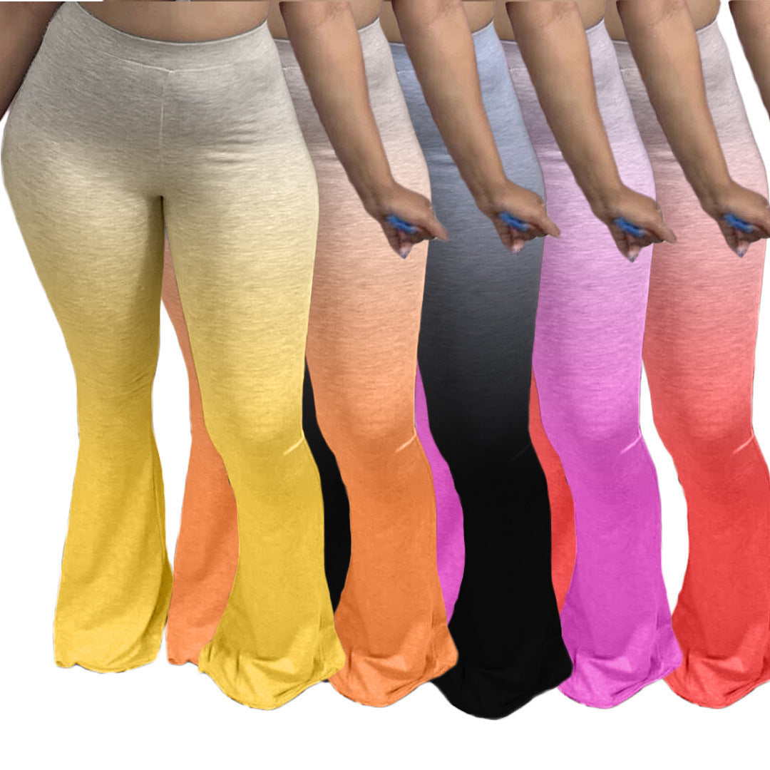 Damen Sportliche Flared Leggings mit Farbverlauf WW