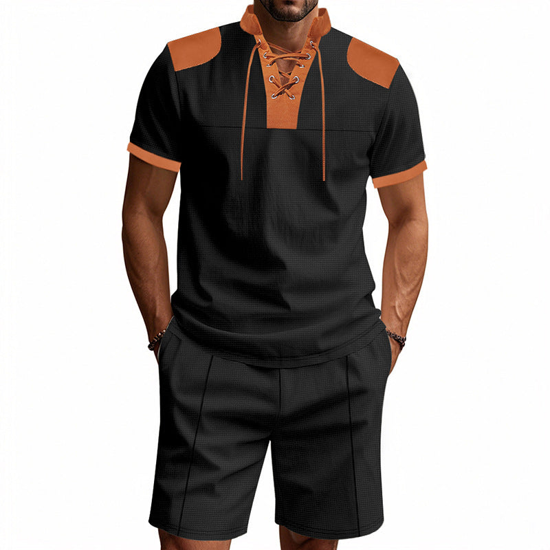 Herren Polo-Shirt mit einzigartigem Schnürdesign und passenden Shorts WW