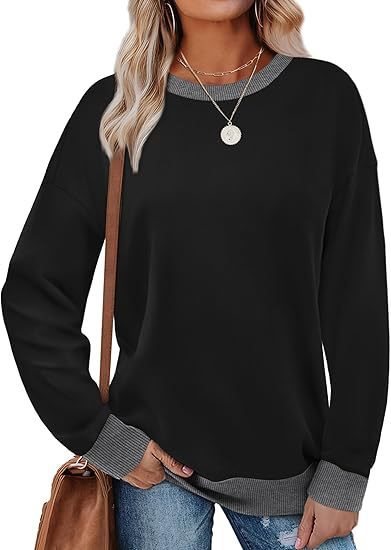 Damen Bequemer Pullover mit Kontrastbündchen WW