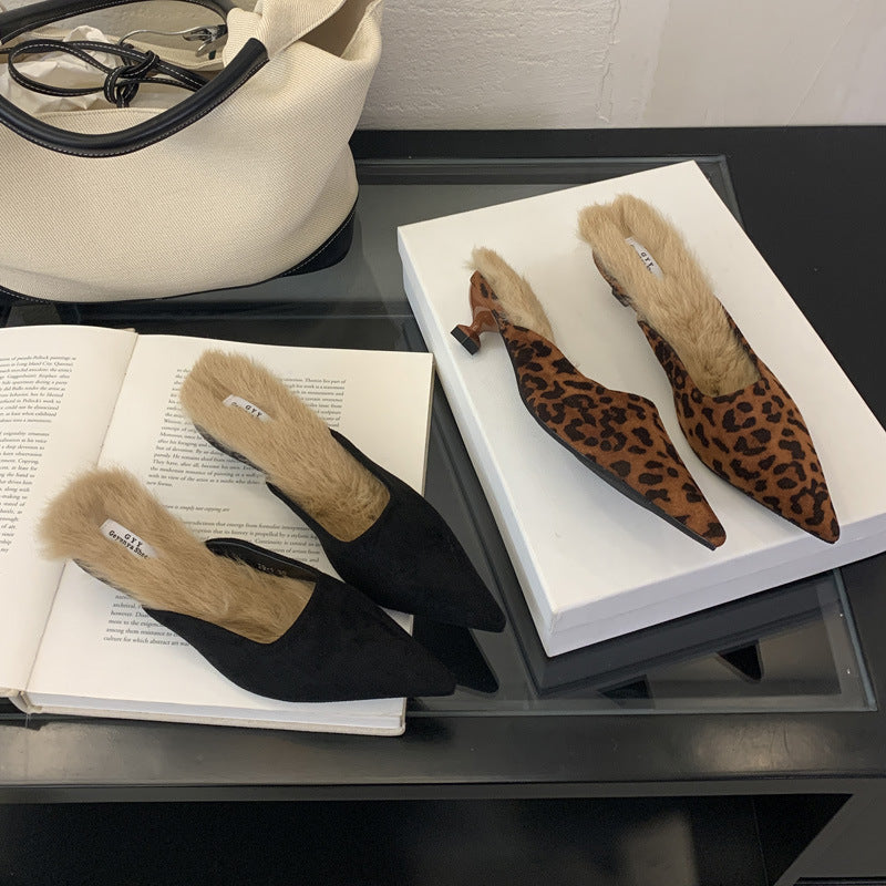 Damen Spitzen-Mules mit luxuriösem Fellfutter und elegantem Design WW
