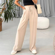 Damen Weite Freizeithose mit elastischem Bund und verstellbarem Kordelzug WW