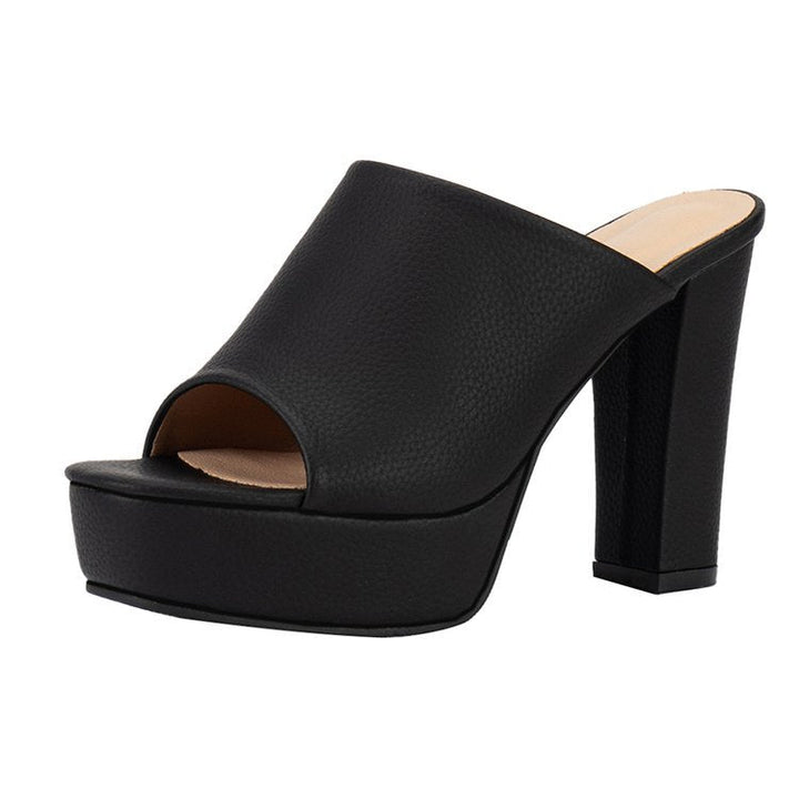 Damen Plateau-Pantoletten mit offenem Zehenbereich und stylishem Blockabsatz W&W Mode