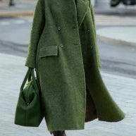 Damen Oversized Wollmantel mit doppelter Knopfleiste und Stehkragen WW