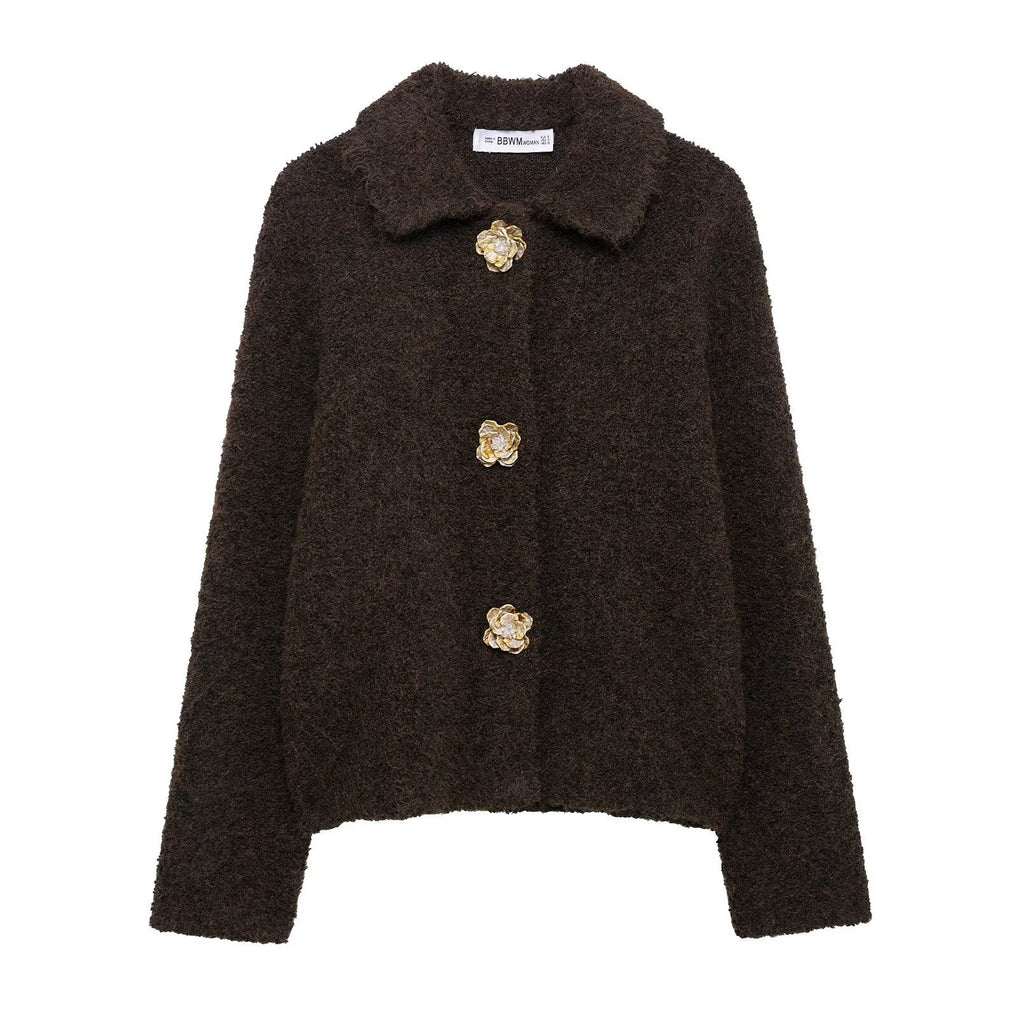 Femme Cozy Texturierter Cardigan mit Dekorativen Knöpfen WW