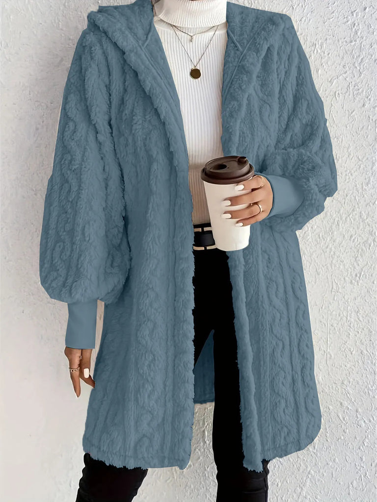 Damen Kuscheljacke mit Kapuze und strukturiertem Design WW