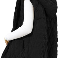 Damen gesteppte Hoodie-Weste mit praktischen Taschen WW