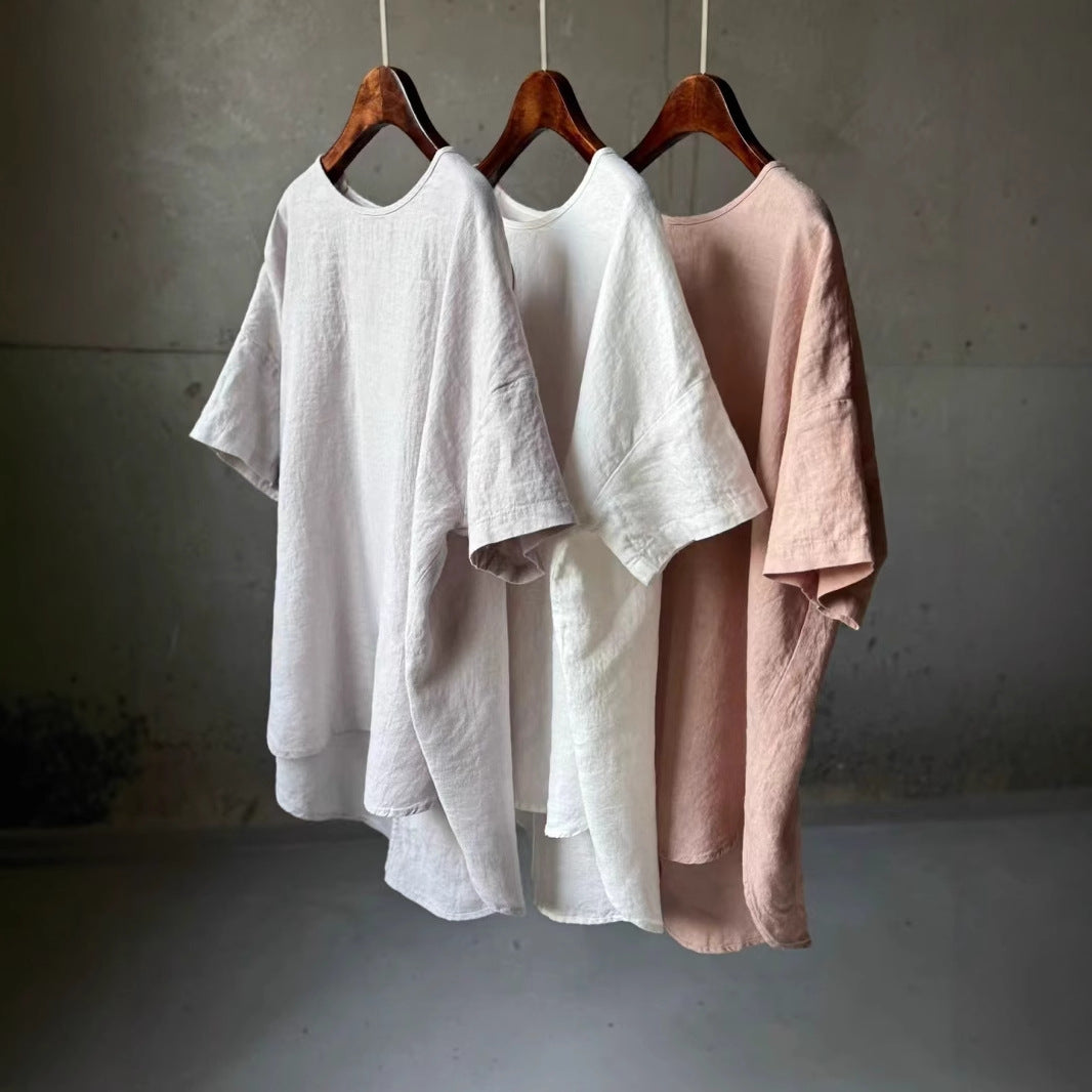 Damen Relaxed Fit Leinen T-Shirt WW