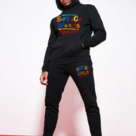 Damen sportliches Hoodie- und Jogginghose-Set mit buntem Schriftzug WW