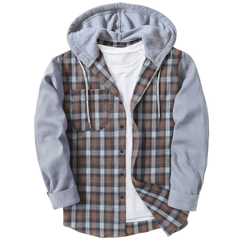 Herren Flanellhemd mit integriertem Kapuzenpullover und moderner Karomusterung WW