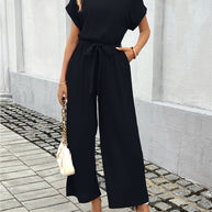 Damen Jumpsuit mit weitem Bein und Taillengürtel WW