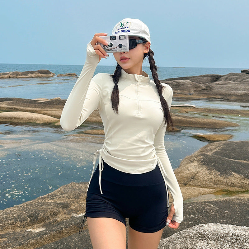 Femme Langarm Reißverschluss Rash Guard Set WW