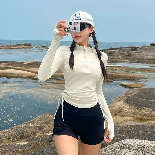 Femme Langarm Reißverschluss Rash Guard Set WW