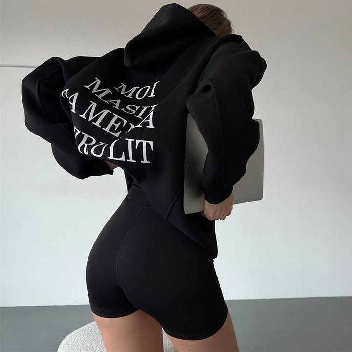Damen Urbaner Kapuzenpullover mit verspieltem Schriftzug W&W Mode