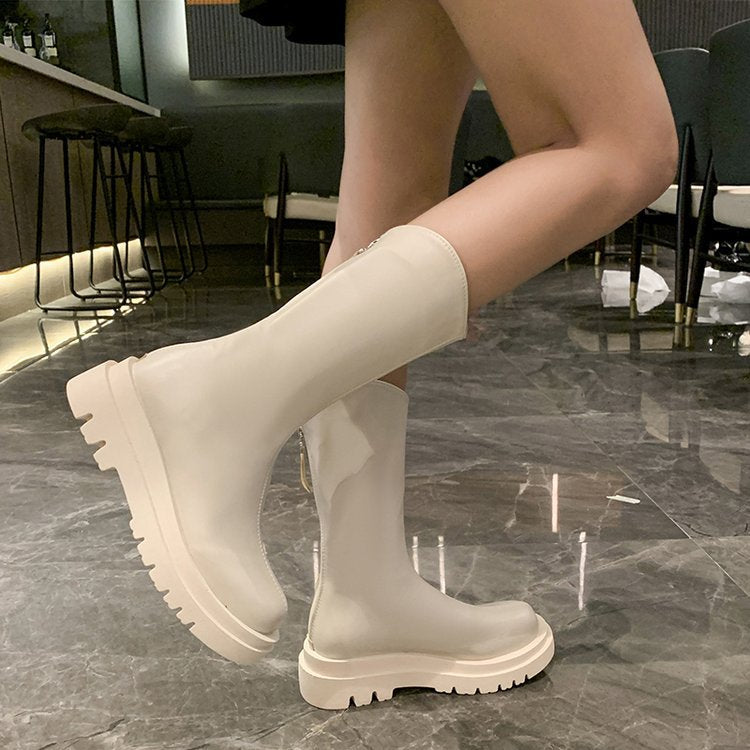 Damen Gummi-Stiefel mit rutschfester Sohle und hohem Schaft W&W Mode