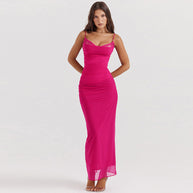 Damen Elegantes Maxikleid mit raffinierten Rüschendetails und verstellbaren Trägern W&W