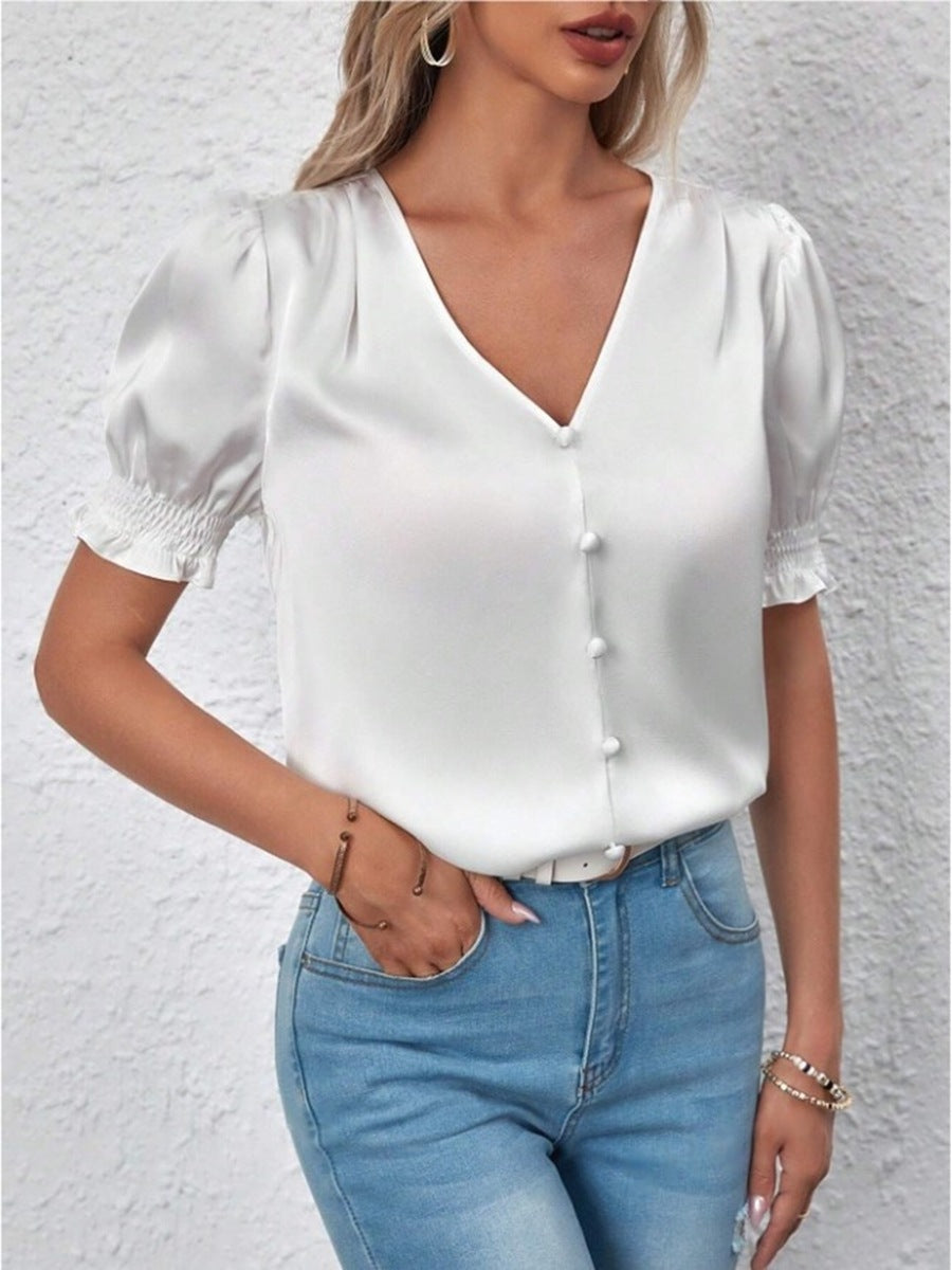WW | Lässiges Kurzarm-Rüschenshirt