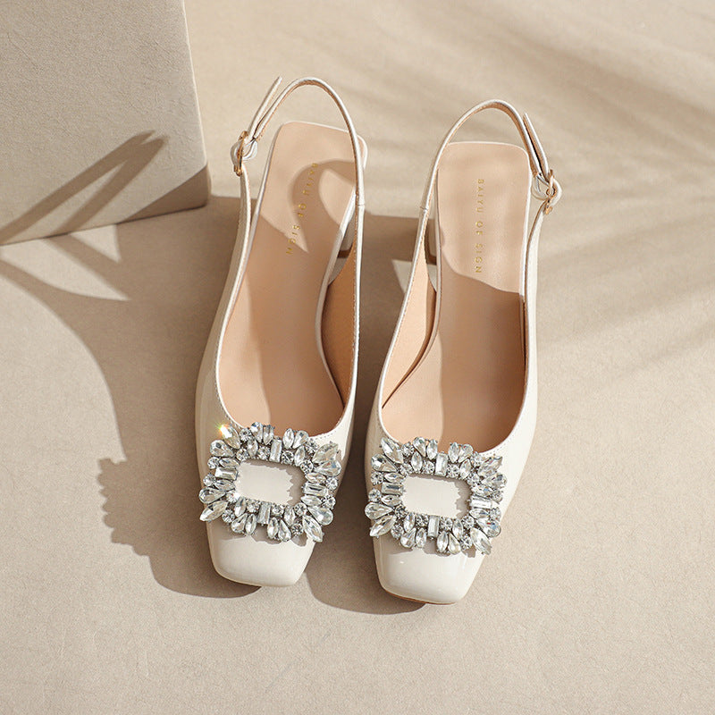 Damen Slingback Blockabsatz Pumps mit funkelnder Verzierung WW