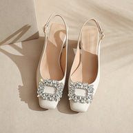 Damen Slingback Blockabsatz Pumps mit funkelnder Verzierung WW