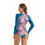 Damen Hochwertiger Neopren Surfanzug mit langen Ärmeln und floralem Muster WW