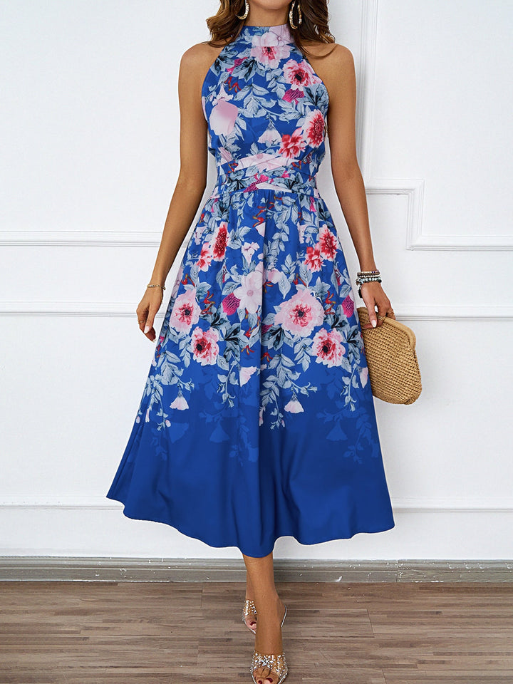 Damen Midi-Kleid mit Blumenmuster und asymmetrischem Saum W&W Mode