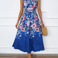 Damen Midi-Kleid mit Blumenmuster und asymmetrischem Saum WW