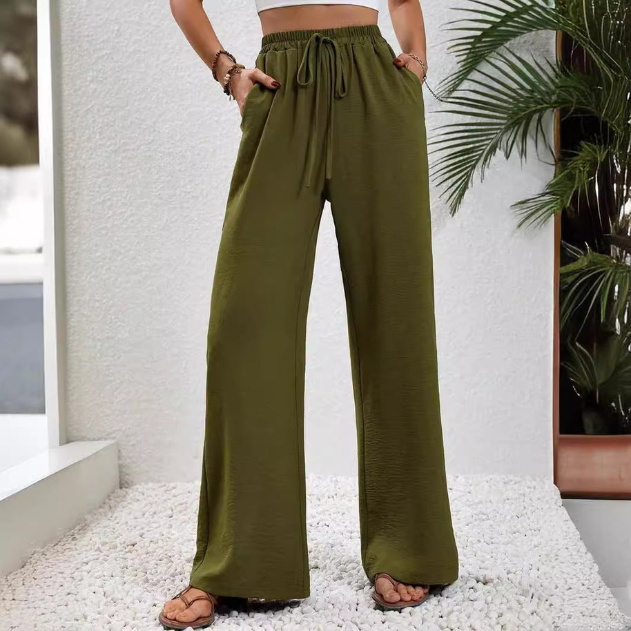 Damen Weite Freizeit-Hosen mit elastischem Bund und praktischen Seitentaschen WW