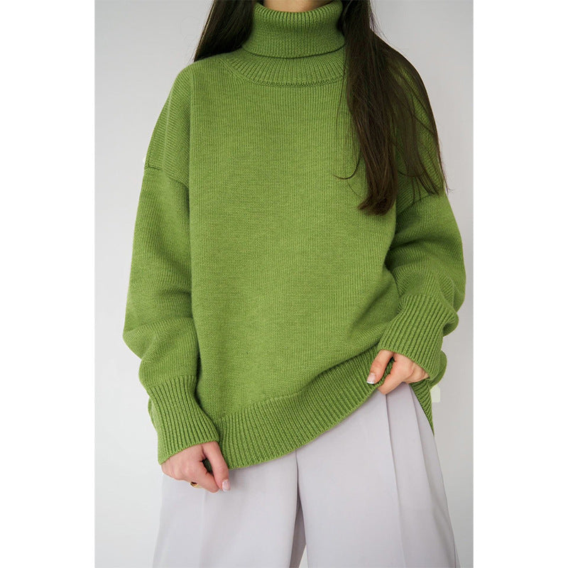 Damen Oversized Pullover mit hochgeschlossenem Kragen WW