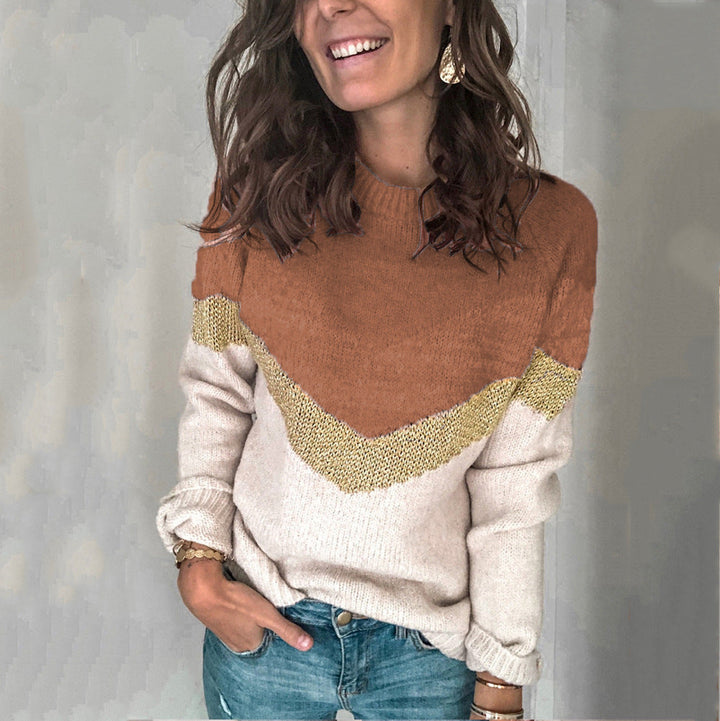 Damen gemusterter Pullover mit grafischem Strickdesign W&W Mode