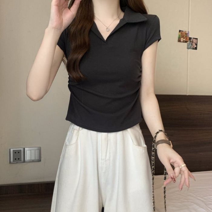 Femme Elegantes Polo Stil Top WW
