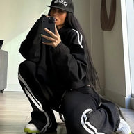 Damen sportliches Loungewear-Set mit Streifen WW