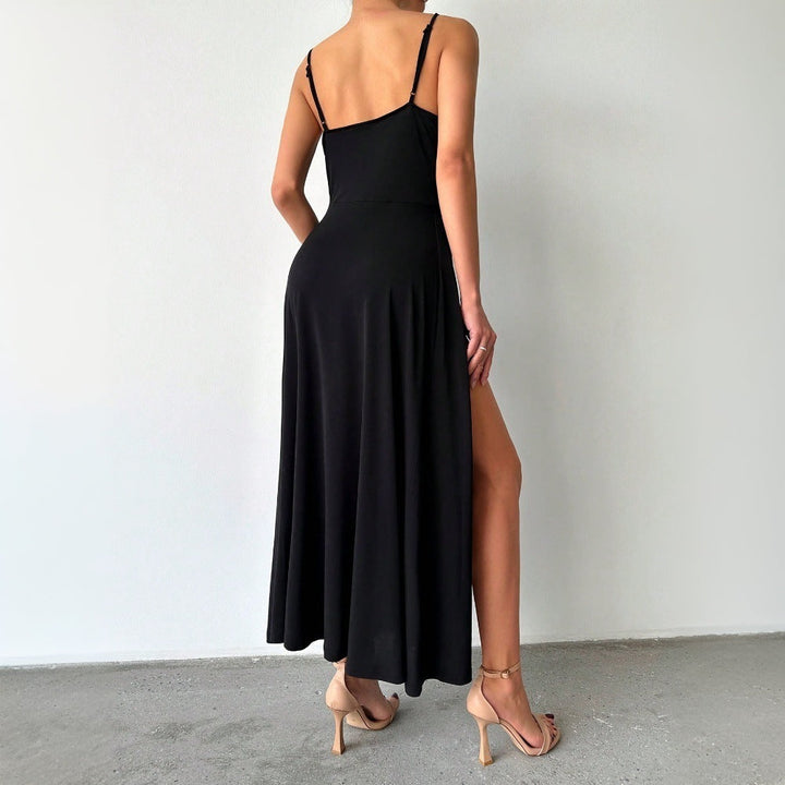 Damen Maxikleid mit raffiniertem Schlitz und verstellbaren Spaghettiträgern W&W Mode