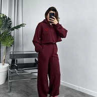Damen Sportliches Crop-Top und weite Hose Set WW