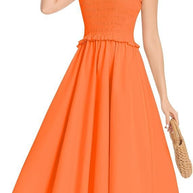 Damen elastisches Maxikleid mit Rüschendetails und geschmeidigem Material WW
