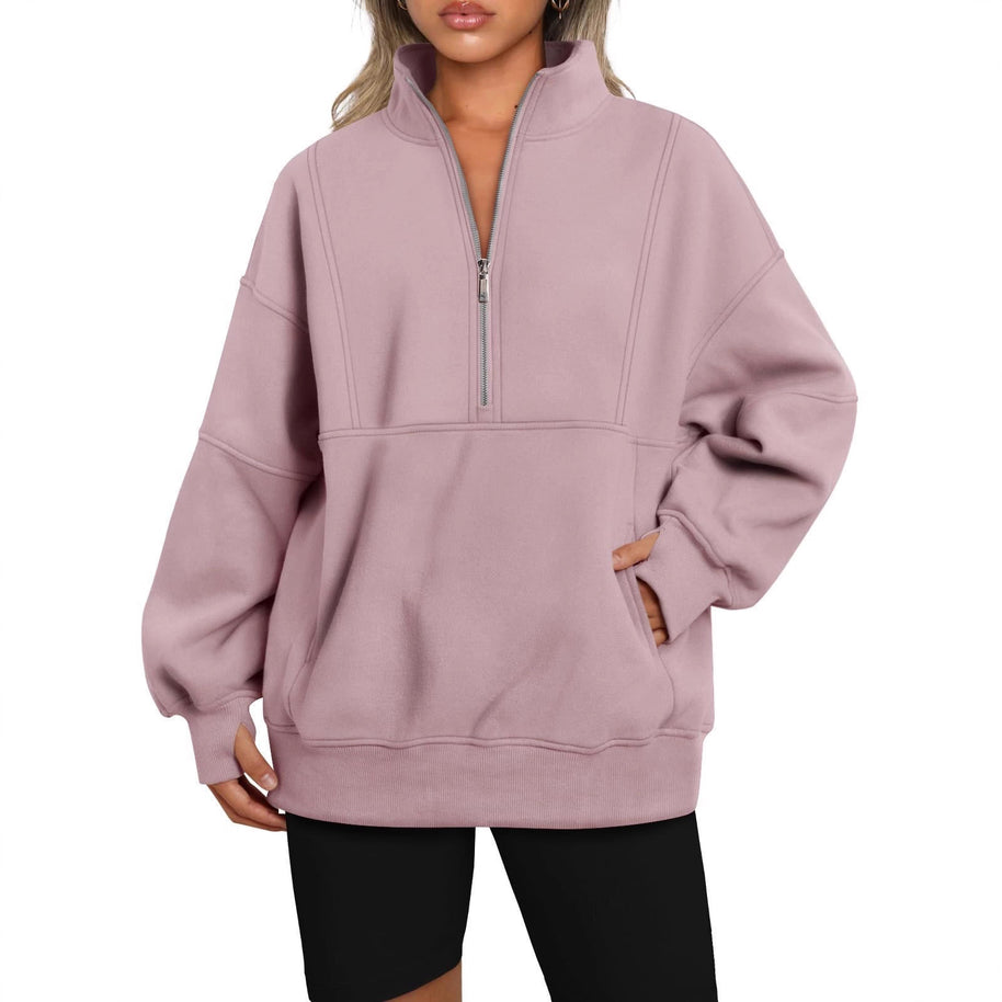 Damen Sportlicher Hoodie mit hohem Kragen und Reißverschluss WW