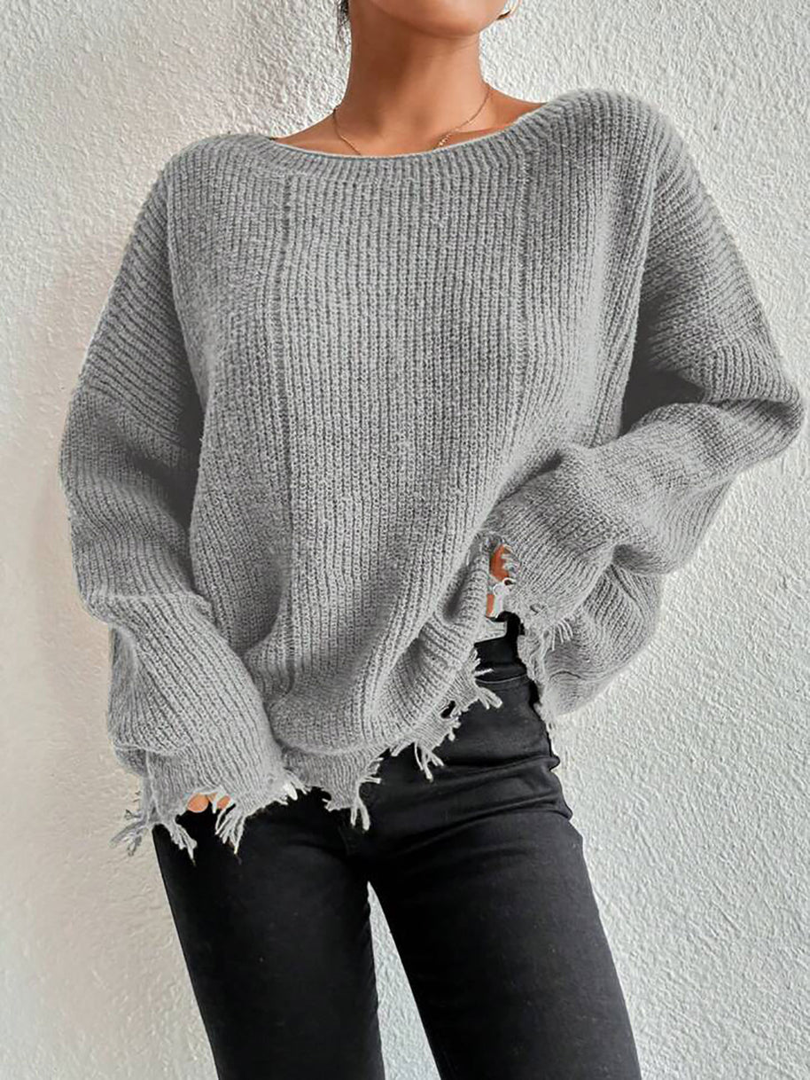 Damen Baumwollpullover mit lässigem Oversized-Schnitt WW