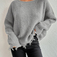 Damen Baumwollpullover mit lässigem Oversized-Schnitt WW