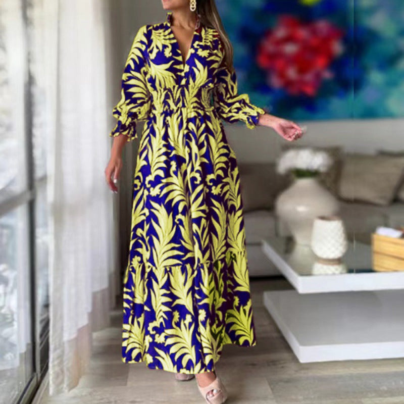 Damen Maxikleid mit floralem Design und voluminösen Ärmeln WW